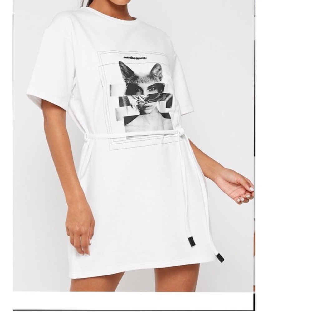 T SHIRT DRESS WITH TIE WAIST